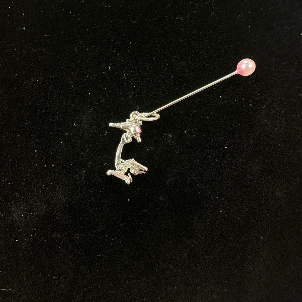 Sterling Silver Microscope charm stamped STER